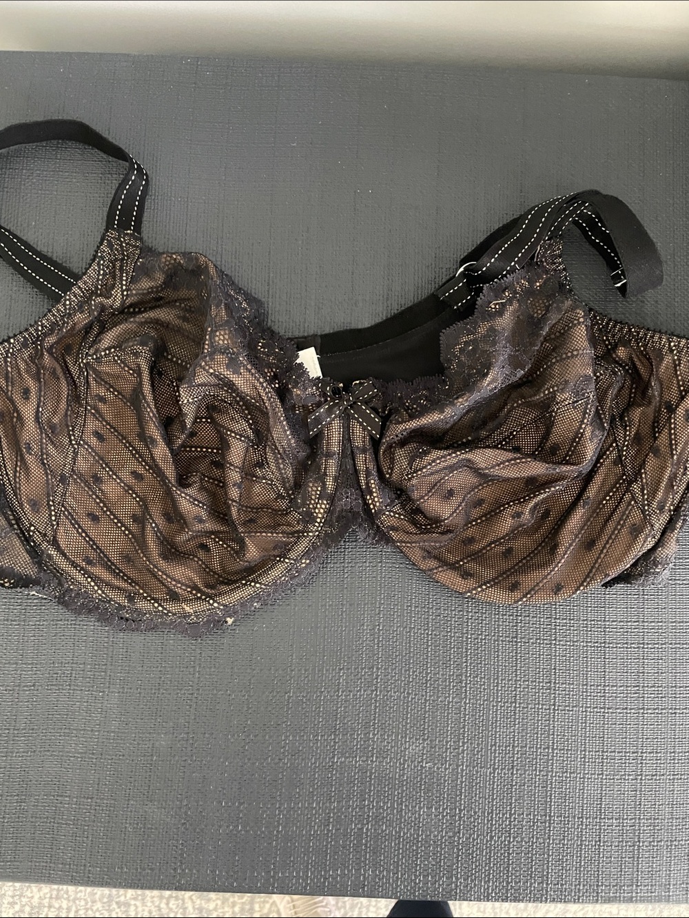 Chantelle Brown and Black Sheer Lace Underwire Bra